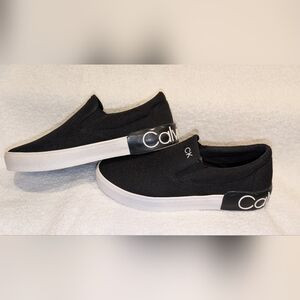 Calvin Klein Ryor Black Canvas Slip On Sneakers Men's 8M EXCELLENT CONDITION